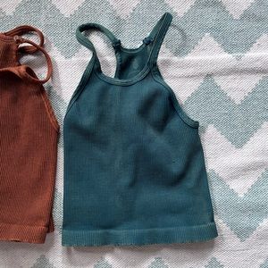 Free People Happiness Runs Long Crop in color Emerald